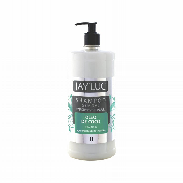 Shampoo Profissional JayLuc Plus 1 L Oleo de Coco Sem Sal C/ Valvula