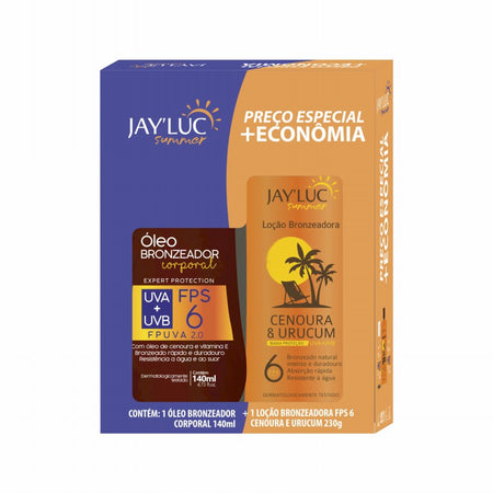 Kit JayLuc Summer Loção Bronzeadora 230g Fps6 + Oleo Bronzeador Fps6